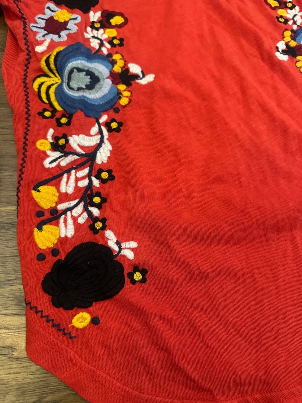 Free People Disco Rose Large Floral Embroidered Boho Long Sleeve mock neck Top - Picture 7 of 11